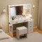Costway 43.5" Makeup Table Set Vanity Desk with Storage Stool Power Outlets 2 Open Shelves
